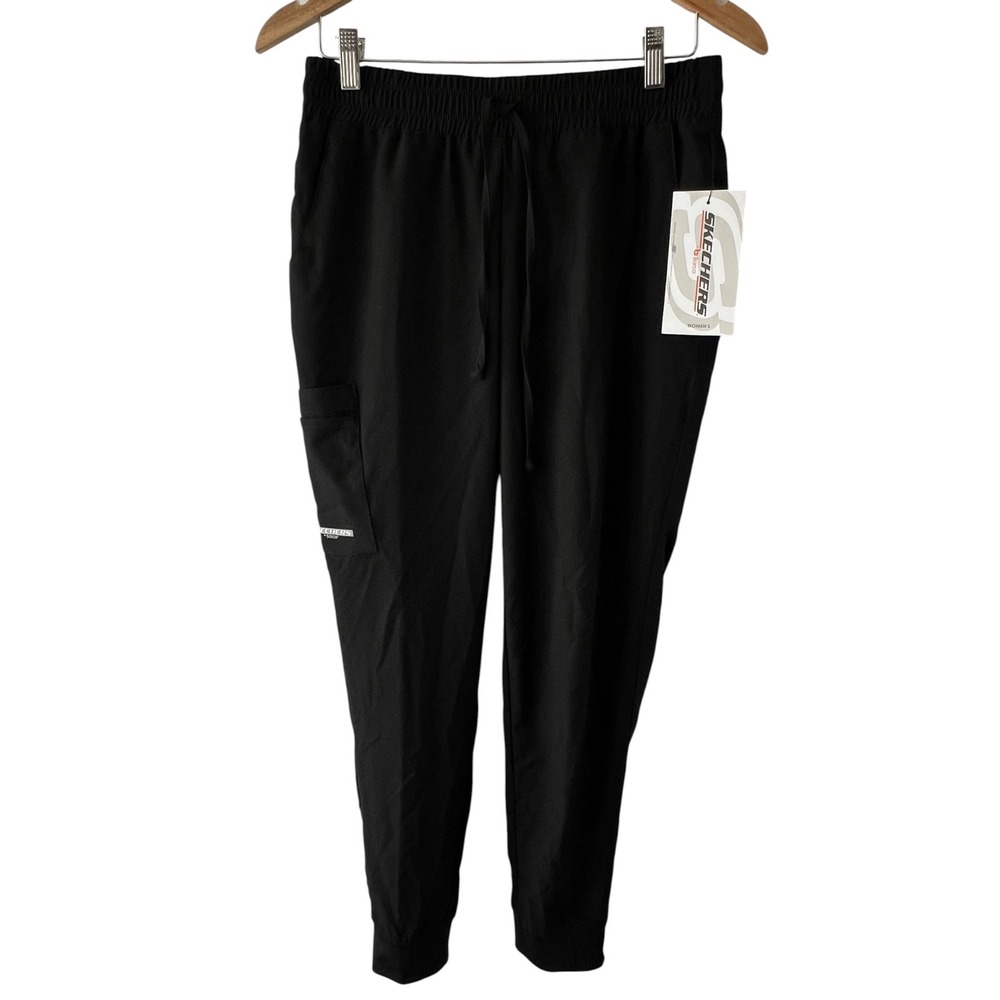 Skechers by Barco Theory Black Scrub Jogger Pants Petite SP Stretch NWT